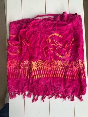 Women’s Fuchsia Sarong Swim Cover-Up with Yellow Print
